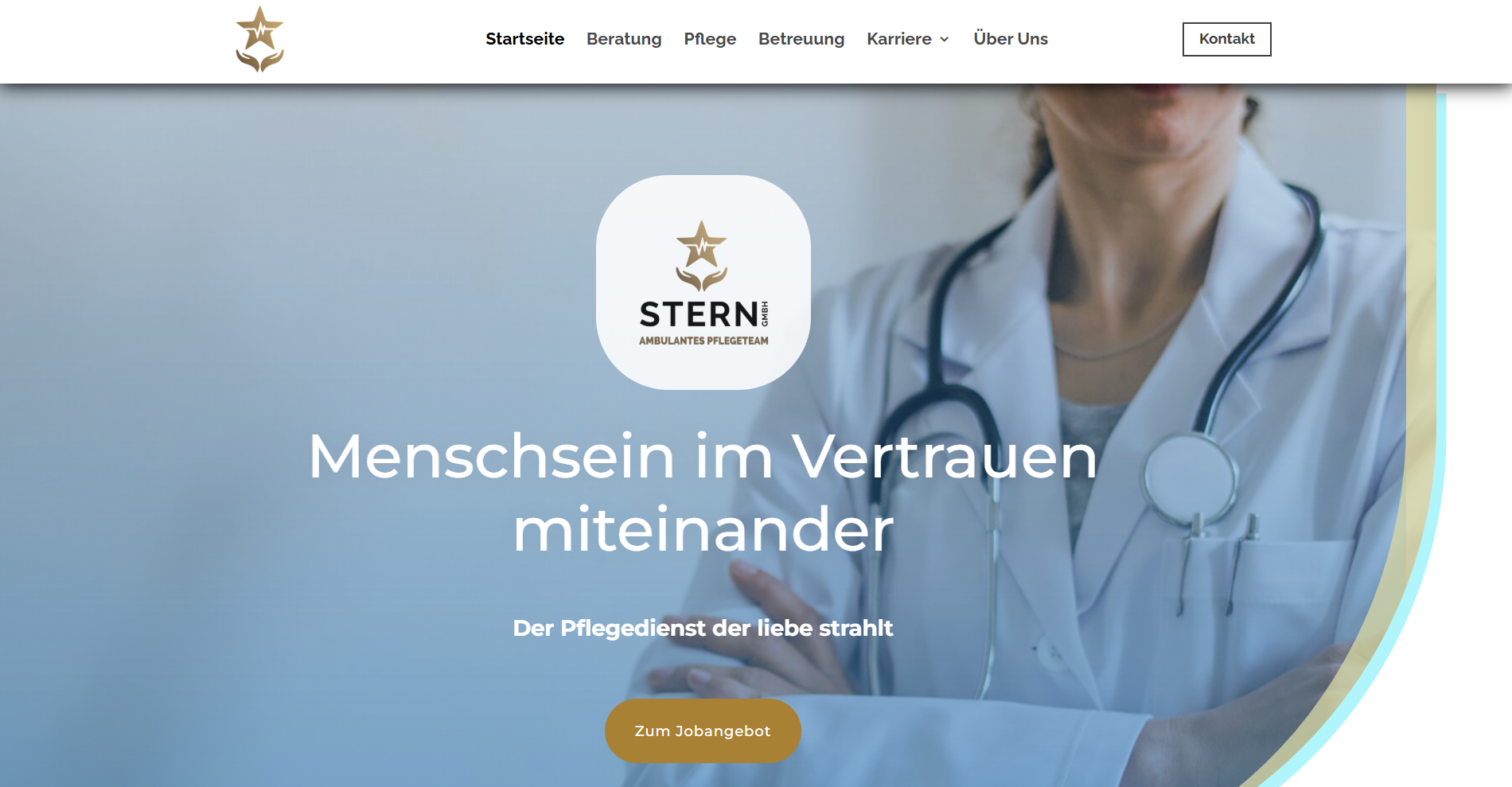 Von uns gebaute Webseite für ein Pflegeteam